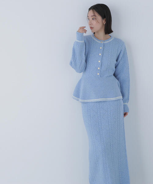 セール】◇ペプラムケーブルニットセットアップ（ワンピース