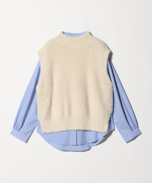 A DAY IN THE LIFE UNITED ARROWS(アデイインザライフユナイテッドアローズ)の「フェザー ハイネックベスト+シャツ <A DAY IN THE LIFE>(ニット/セーター・レディース・オフホワイト/ダークグレー・FREE)」の2枚目の写真