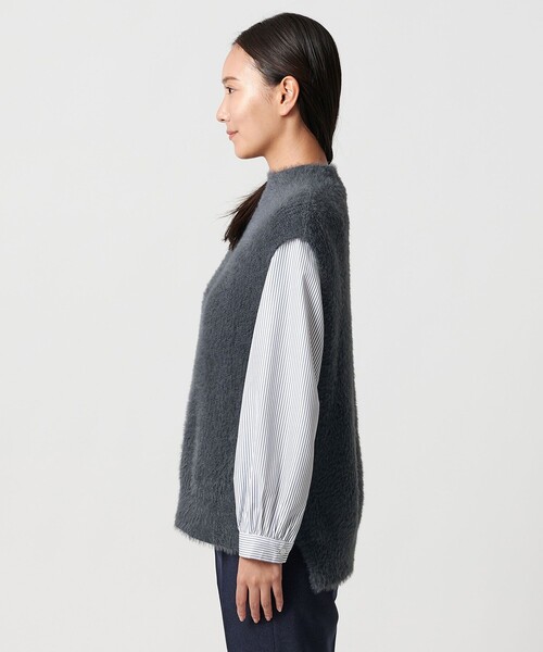 A DAY IN THE LIFE UNITED ARROWS(アデイインザライフユナイテッドアローズ)の「フェザー ハイネックベスト+シャツ <A DAY IN THE LIFE>(ニット/セーター・レディース・オフホワイト/ダークグレー・FREE)」の16枚目の写真