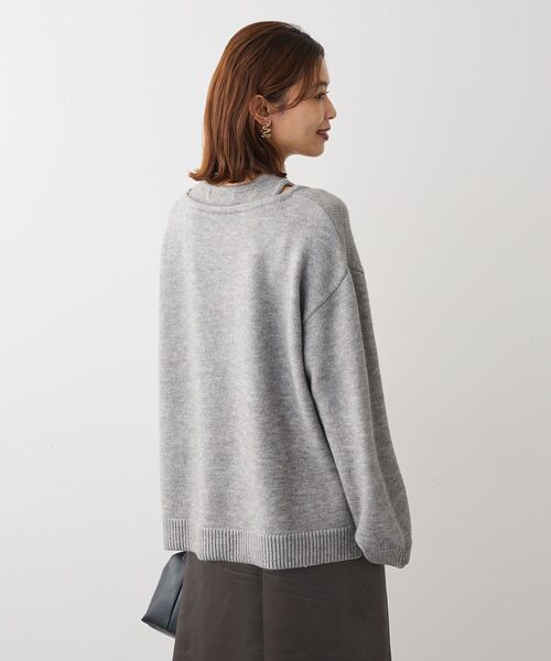 Green　Parks（グリーンパークス）の「フェイクレイヤードVネックニットプルオーバー（ニット/セーター・レディース・杢グレー/ライトベージュ/ブラウン・FREE）」の15枚目の写真