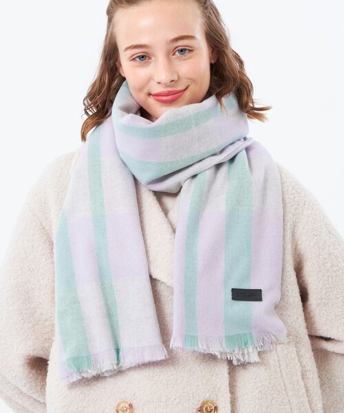 MACKINTOSH PHILOSOPHY（ﾏｯｷﾝﾄｯｼｭ ﾌｨﾛｿﾌｨｰ）の「ウォッシャブルカシミヤチェックストール（マフラー・レディース・ダークネイビー/チャコールグレー/パープル系その他4/グレー系その他/ブラウン系その他4・FREE）」の5枚目の写真