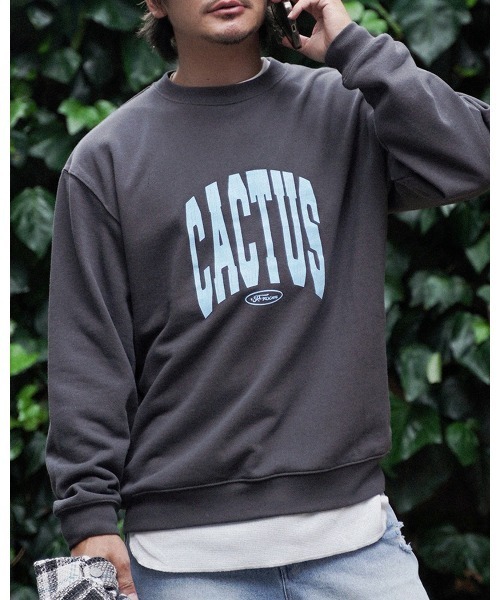 #Re:room（リルーム）の「カクタスヴィンテージクラックプリントスウェットトレーナー（Tシャツ/カットソー・メンズ・ネイビー/オフホワイト/ライトブラック・M-L/S-M）」の2枚目の写真