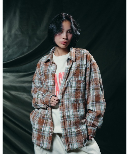 #Re:room（リルーム）の「カクタスヴィンテージクラックプリントスウェットトレーナー（Tシャツ/カットソー・メンズ・ネイビー/オフホワイト/ライトブラック・M-L/S-M）」の12枚目の写真