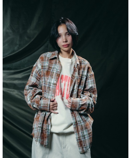 #Re:room（リルーム）の「カクタスヴィンテージクラックプリントスウェットトレーナー（Tシャツ/カットソー・メンズ・ネイビー/オフホワイト/ライトブラック・M-L/S-M）」の14枚目の写真