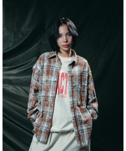 #Re:room（リルーム）の「カクタスヴィンテージクラックプリントスウェットトレーナー（Tシャツ/カットソー・メンズ・ネイビー/オフホワイト/ライトブラック・M-L/S-M）」の15枚目の写真