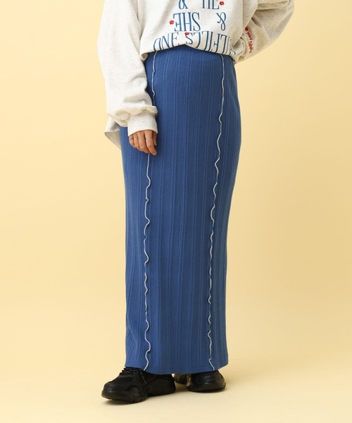 LEPSIM（レプシィム）の「【産前・産後対応】マタニティ／配色メローニットスカート　593622（マタニティウェア/グッズ・レディース・ブルー/ブラック/レッド・FREE）」の3枚目の写真