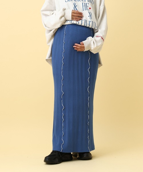 LEPSIM（レプシィム）の「【産前・産後対応】マタニティ／配色メローニットスカート　593622（マタニティウェア/グッズ・レディース・ブルー/ブラック/レッド・FREE）」の8枚目の写真