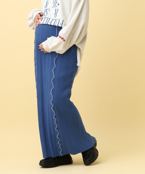 LEPSIM（レプシィム）の「【産前・産後対応】マタニティ／配色メローニットスカート　593622（マタニティウェア/グッズ・レディース・ブルー/ブラック/レッド・FREE）」の9枚目の写真