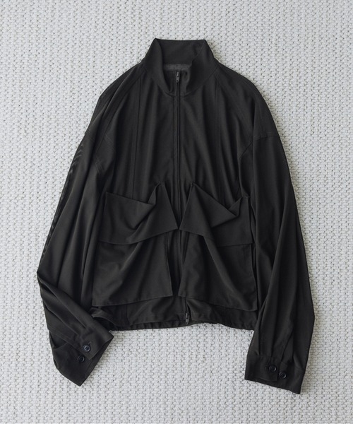 remer（リメール）の「クロップドマイクロメッシュトラックジャケット / Cropped Micro Mesh Track Jacket /（その他アウター・メンズ・ブラック/オリーブ・LARGE/MEDIUM/SMALL/X-SMALL）」の2枚目の写真