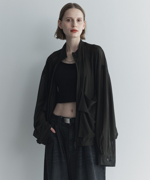 remer（リメール）の「クロップドマイクロメッシュトラックジャケット / Cropped Micro Mesh Track Jacket /（その他アウター・メンズ・ブラック/オリーブ・LARGE/MEDIUM/SMALL/X-SMALL）」の9枚目の写真