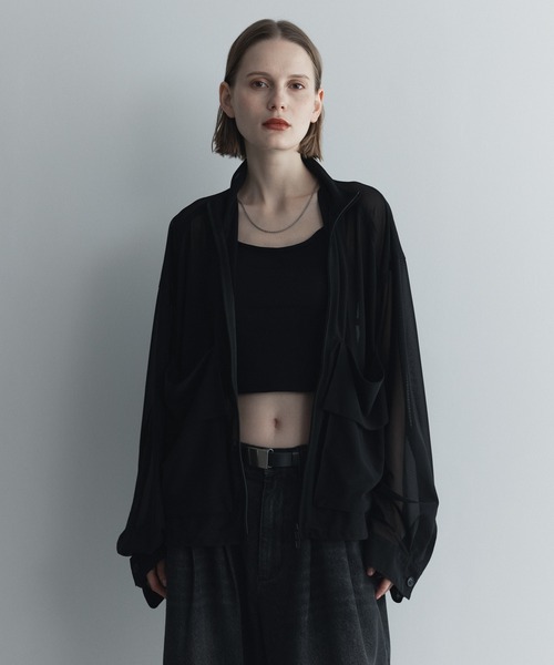 remer（リメール）の「クロップドマイクロメッシュトラックジャケット / Cropped Micro Mesh Track Jacket /（その他アウター・メンズ・ブラック/オリーブ・LARGE/MEDIUM/SMALL/X-SMALL）」の4枚目の写真