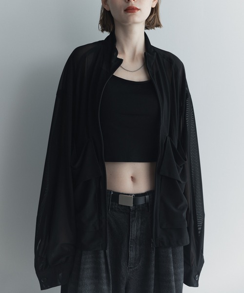 remer（リメール）の「クロップドマイクロメッシュトラックジャケット / Cropped Micro Mesh Track Jacket /（その他アウター・メンズ・ブラック/オリーブ・LARGE/MEDIUM/SMALL/X-SMALL）」の6枚目の写真