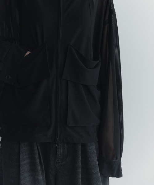remer（リメール）の「クロップドマイクロメッシュトラックジャケット / Cropped Micro Mesh Track Jacket /（その他アウター・メンズ・ブラック/オリーブ・LARGE/MEDIUM/SMALL/X-SMALL）」の7枚目の写真