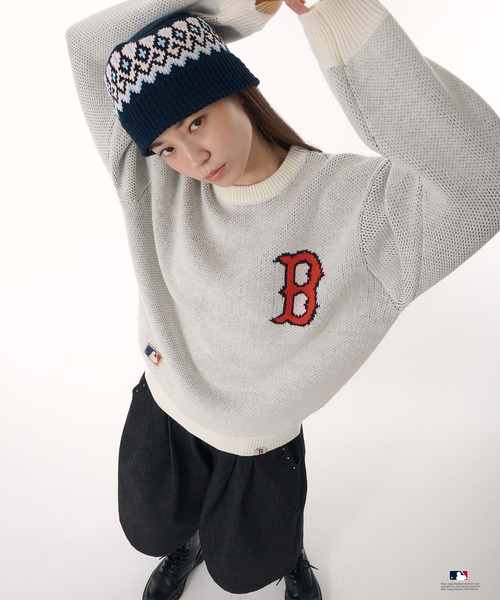 Perushu（ペルーシュ）の「Perushu × MLB ジャガードニット（ニット/セーター・メンズ・アイボリー/ブラック/ブラウン/ネイビー・MEDIUM/LARGE/SMALL）」の13枚目の写真