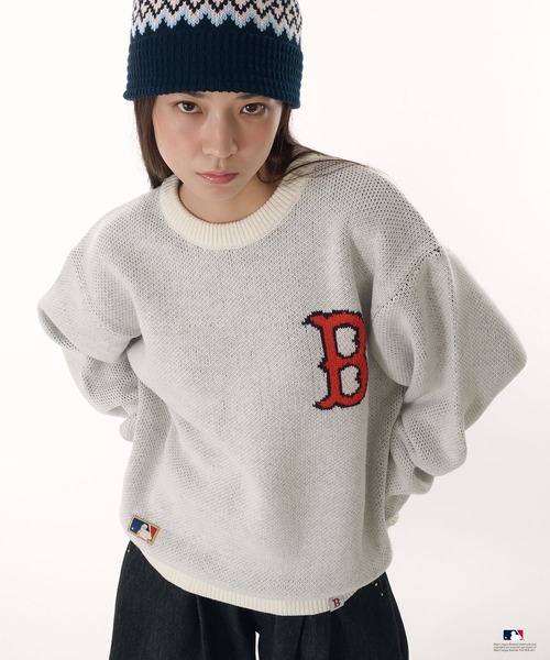 Perushu（ペルーシュ）の「Perushu × MLB ジャガードニット（ニット/セーター・メンズ・アイボリー/ブラック/ブラウン/ネイビー・MEDIUM/LARGE/SMALL）」の20枚目の写真