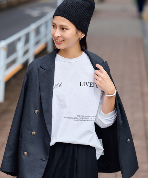 FRAMeWORK（フレームワーク）の「ロゴロンT(LIVELY)（Tシャツ/カットソー・レディース・ブラウン/ホワイト/チャコールグレー・FREE）」の7枚目の写真
