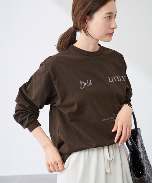 FRAMeWORK（フレームワーク）の「ロゴロンT(LIVELY)（Tシャツ/カットソー・レディース・ブラウン/ホワイト/チャコールグレー・FREE）」の14枚目の写真