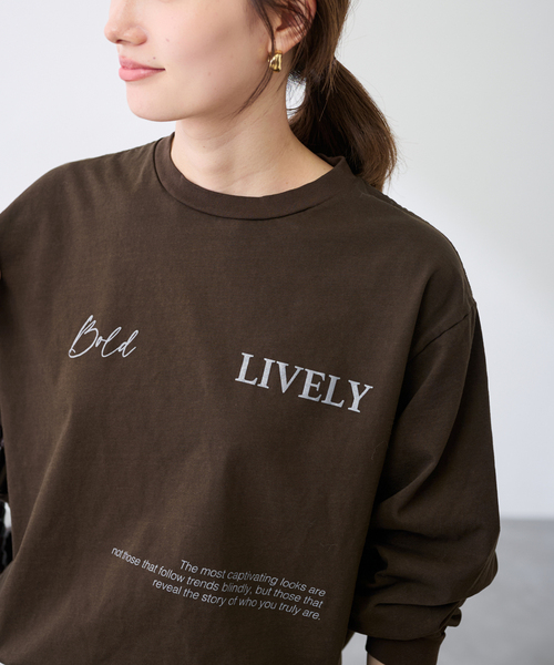 FRAMeWORK（フレームワーク）の「ロゴロンT(LIVELY)（Tシャツ/カットソー・レディース・ブラウン/ホワイト/チャコールグレー・FREE）」の15枚目の写真