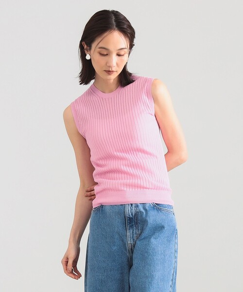 SLOANE（スローン）の「【別注】SLOANE / 14ゲージ ワイドリブ ノースリーブ ニット（ニット/セーター・レディース・ピンク/ホワイト/ブラック・1/2）」の3枚目の写真