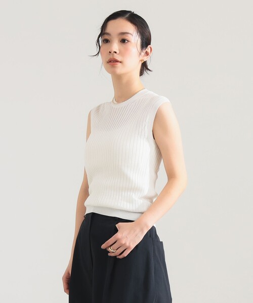 SLOANE（スローン）の「【別注】SLOANE / 14ゲージ ワイドリブ ノースリーブ ニット（ニット/セーター・レディース・ピンク/ホワイト/ブラック・1/2）」の8枚目の写真