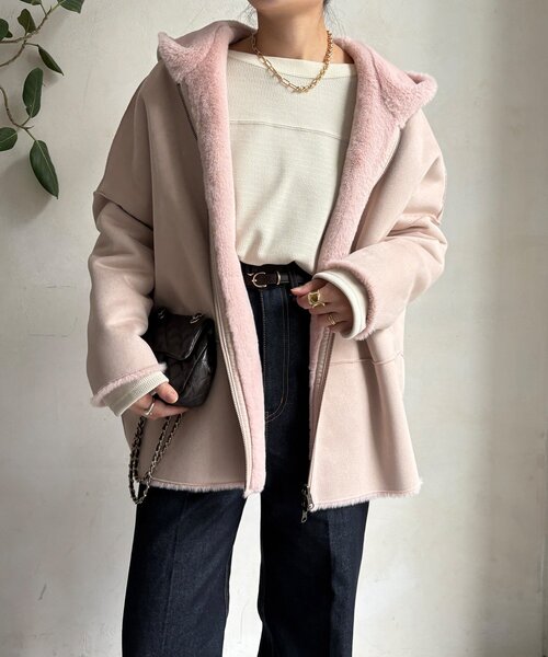 リバーシブルフェイクムートンコート（ムートンコート）｜DouDou