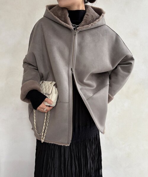 リバーシブルフェイクムートンコート（ムートンコート）｜DouDou