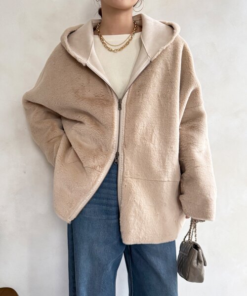 リバーシブルフェイクムートンコート（ムートンコート）｜DouDou