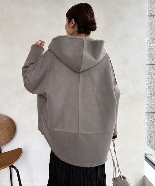 DouDou（ドゥドゥ）の「リバーシブルフェイクムートンコート（ムートンコート・レディース・ベビーピンク/ライトベージュ/グレー・FREE）」の10枚目の写真