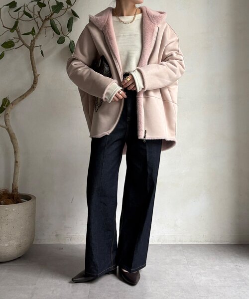 リバーシブルフェイクムートンコート（ムートンコート）｜DouDou