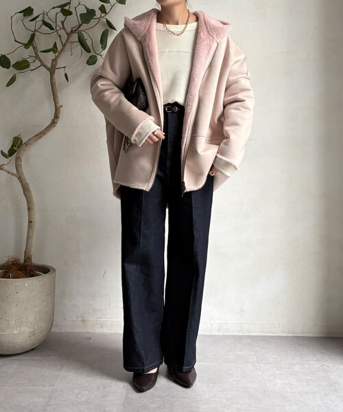 リバーシブルフェイクムートンコート（ムートンコート）｜DouDou