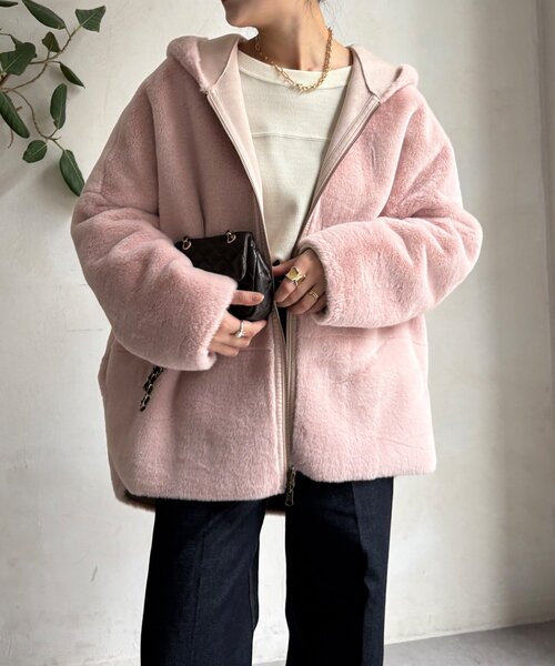 リバーシブルフェイクムートンコート（ムートンコート）｜DouDou