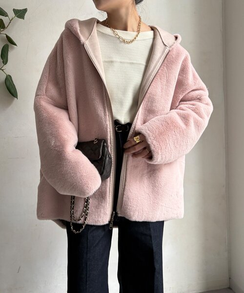 リバーシブルフェイクムートンコート（ムートンコート）｜DouDou