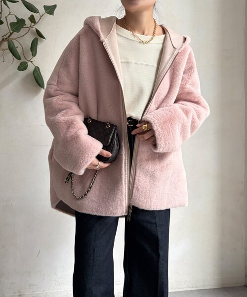 リバーシブルフェイクムートンコート（ムートンコート）｜DouDou