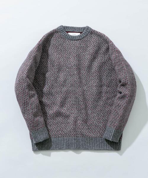 URBAN RESEARCH ROSSO MEN（アーバンリサーチロッソメン）の「『XLサイズあり』バーズアイ柄クルーネックニット（ニット/セーター・メンズ・ネイビー/グレー/アイボリー/ブラック/グレー系その他・SMALL/MEDIUM/LARGE/X-LARGE）」の3枚目の写真