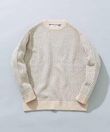 『XLサイズあり』バーズアイ柄クルーネックニット