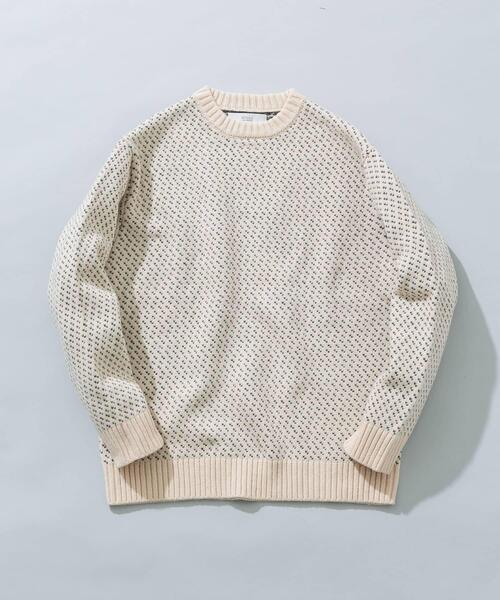 URBAN RESEARCH ROSSO MEN（アーバンリサーチロッソメン）の「『XLサイズあり』バーズアイ柄クルーネックニット（ニット/セーター・メンズ・ネイビー/グレー/アイボリー/ブラック/グレー系その他・SMALL/MEDIUM/LARGE/X-LARGE）」の2枚目の写真