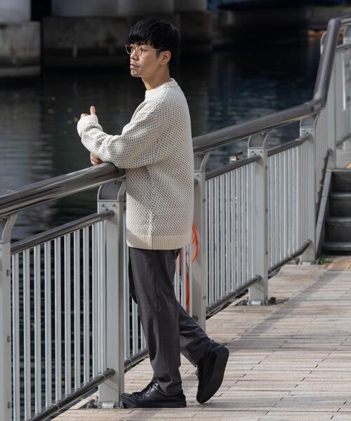 セール】『XLサイズあり』バーズアイ柄クルーネックニット（ニット