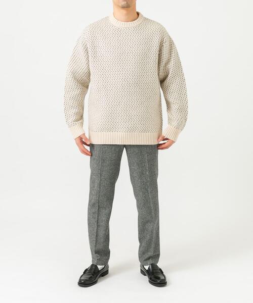 セール】『XLサイズあり』バーズアイ柄クルーネックニット（ニット