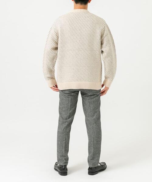 セール】『XLサイズあり』バーズアイ柄クルーネックニット（ニット