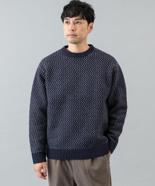 URBAN RESEARCH ROSSO MEN（アーバンリサーチロッソメン）の「『XLサイズあり』バーズアイ柄クルーネックニット（ニット/セーター・メンズ・ネイビー/グレー/アイボリー/ブラック/グレー系その他・SMALL/MEDIUM/LARGE/X-LARGE）」の11枚目の写真