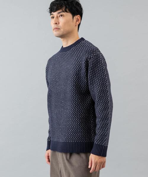 URBAN RESEARCH ROSSO MEN（アーバンリサーチロッソメン）の「『XLサイズあり』バーズアイ柄クルーネックニット（ニット/セーター・メンズ・ネイビー/グレー/アイボリー/ブラック/グレー系その他・SMALL/MEDIUM/LARGE/X-LARGE）」の12枚目の写真