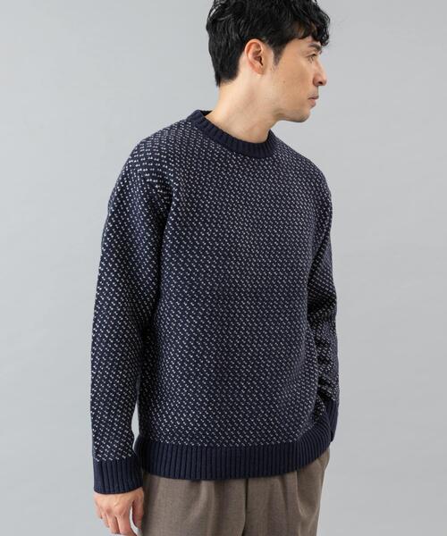 URBAN RESEARCH ROSSO MEN（アーバンリサーチロッソメン）の「『XLサイズあり』バーズアイ柄クルーネックニット（ニット/セーター・メンズ・ネイビー/グレー/アイボリー/ブラック/グレー系その他・SMALL/MEDIUM/LARGE/X-LARGE）」の13枚目の写真