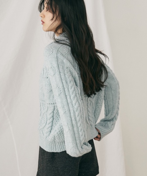 ケーブル編みハートショートカーディガン（カーディガン/ボレロ