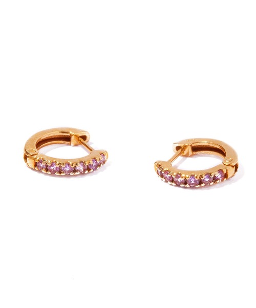 les bonbon（ルボンボン）の「【les bon bon】embrace pink sapphire pierce pair/エンブレイス ピンクサファイア ピアス BOB800（ピアス（両耳用）・レディース・ゴールド・FREE）」の2枚目の写真
