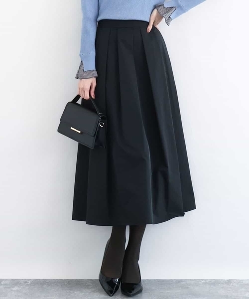 MK ミッシェルクラン（MK MICHEL  ）/【トレンド/洗える】メモリータフタ タックフレアスカート メモリータフタ タックフレアスカート/洗える（スカート）｜MK MICHEL