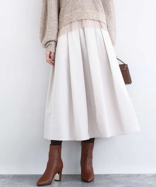 MK MICHEL KLEIN（エムケーミッシェルクラン）の「メモリータフタ タックフレアスカート/洗える（スカート・レディース・ベージュ/ブラック/ライトブルー・38）」の11枚目の写真