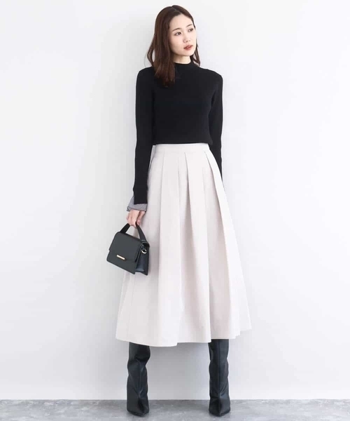 メモリータフタ タックフレアスカート/洗える（スカート）｜MK MICHEL