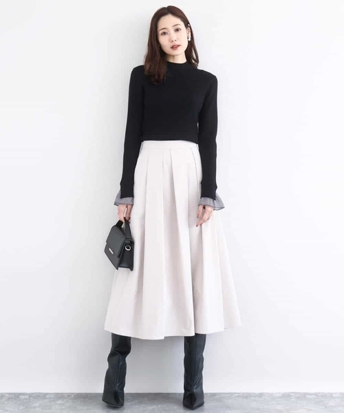 MK MICHEL KLEIN（エムケーミッシェルクラン）の「メモリータフタ タックフレアスカート/洗える（スカート・レディース・ベージュ/ブラック/ライトブルー・38）」の19枚目の写真