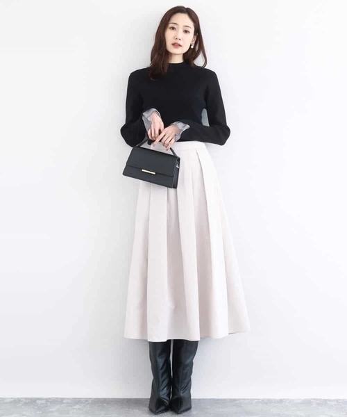 MK MICHEL KLEIN（エムケーミッシェルクラン）の「メモリータフタ タックフレアスカート/洗える（スカート・レディース・ベージュ/ブラック/ライトブルー・38）」の20枚目の写真