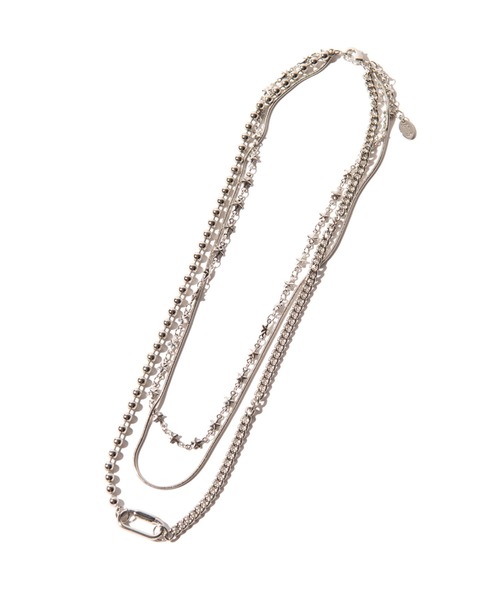 glamb(グラム)の「Triple Layer Necklace / トリプルレイヤーネックレス(ネックレス・メンズ・ブラック/シルバー・FREE)」の1枚目の写真